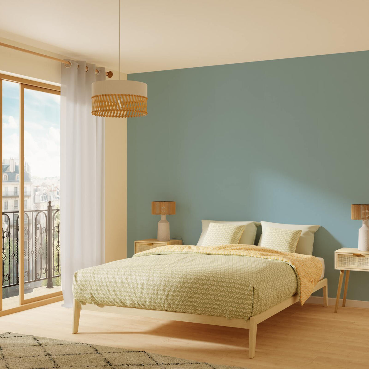 4MURS Papier peint intissé Nunca Bleu azur Lisse