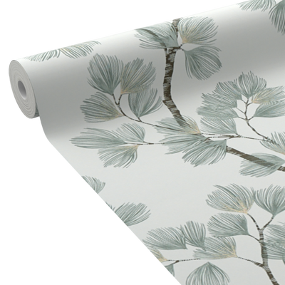 Papier peint intissé Albizia Vert de gris