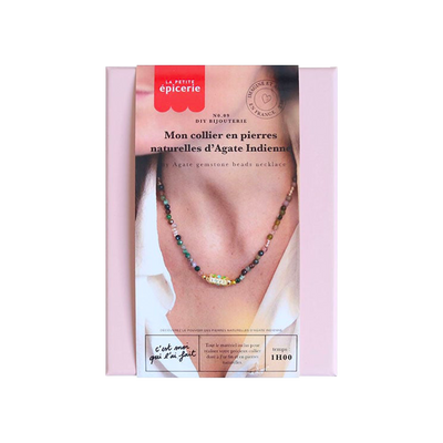 LA PETITE ÉPICERIE Kit création Mon collier en pierres naturelles d'agate indienne Rose