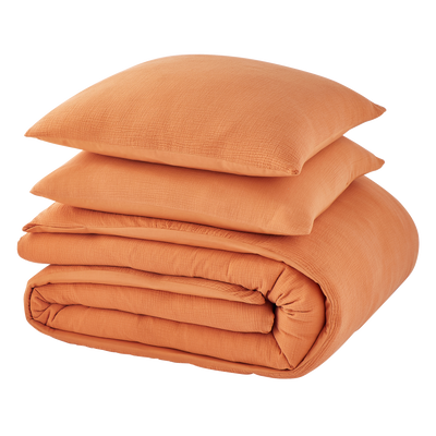 Parure de lit en gaze de coton Anokias Caramel