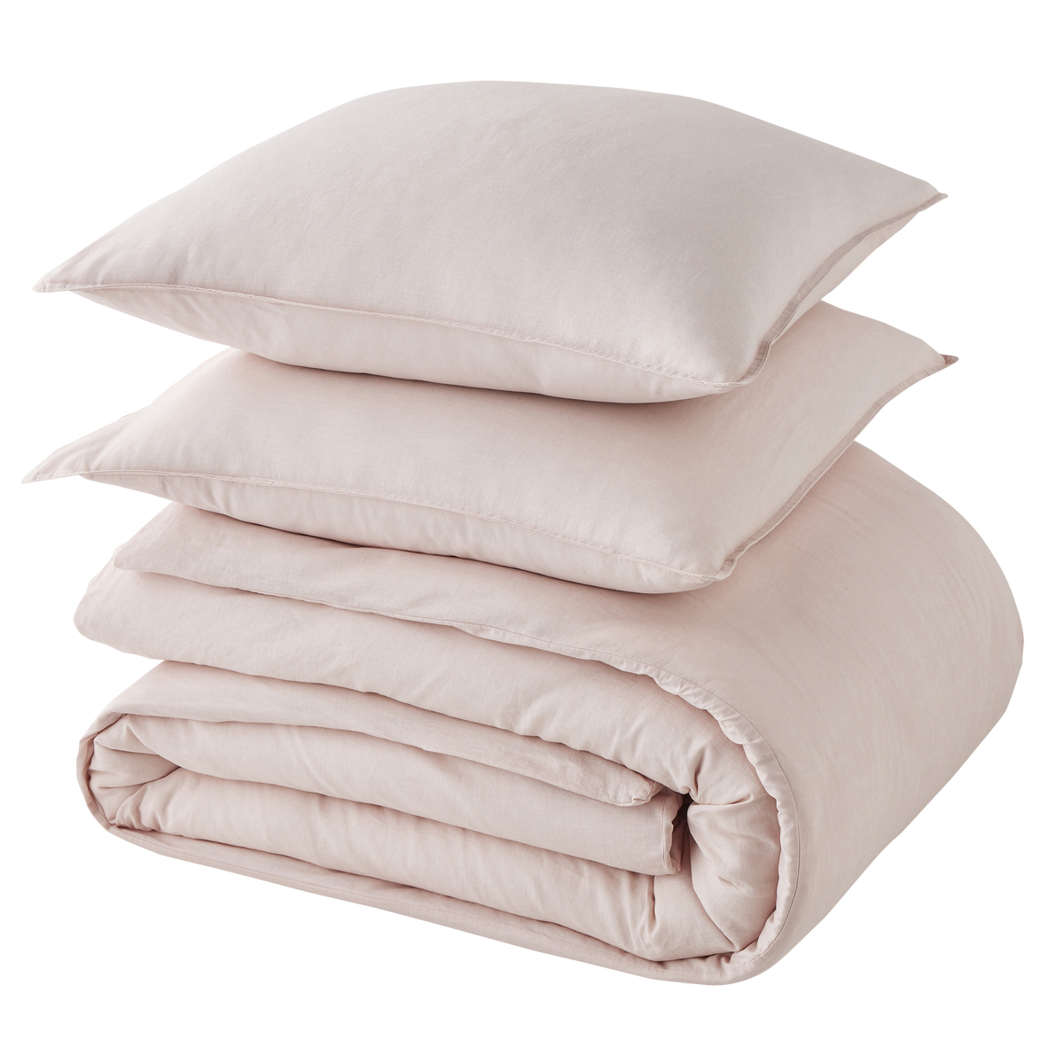 Parure de lit lin et coton lavé Macha Bois de rose