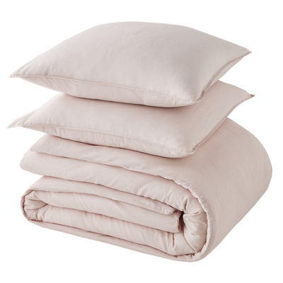 Parure de lit lin et coton lavé Macha Bois de rose