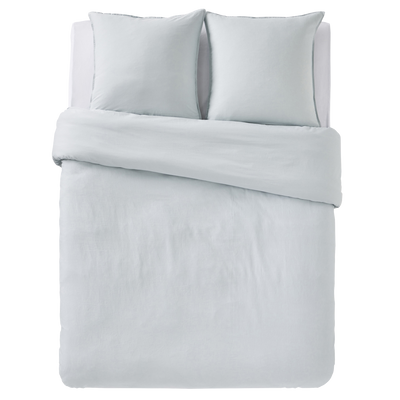 Parure de lit lin et coton lavé Macha Gris horizon