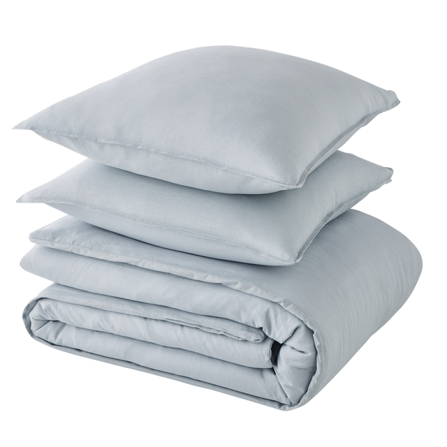 Parure de lit lin et coton lavé MACHA gris horizon 260 x 240 cm