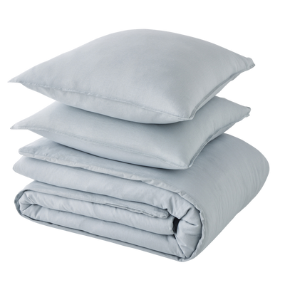 Parure de lit lin et coton lavé Macha Gris horizon