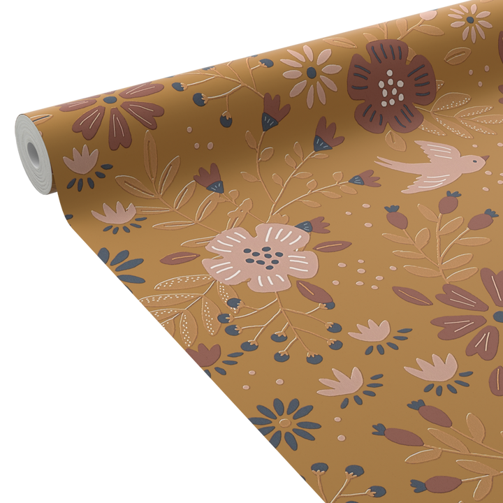 4MURS Papier peint intissé Giulia Ocre orangé