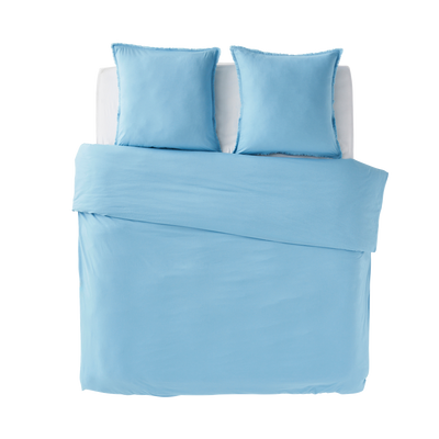 Parure de lit en coton lavé Zoha Bleu acier