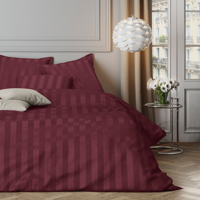 4MURS Parure de lit en satin de coton Bone Bordeaux