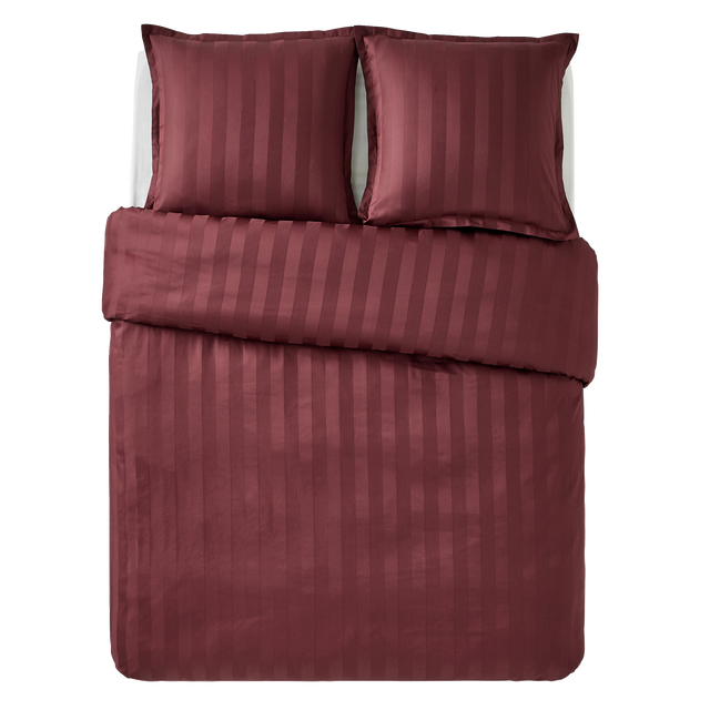 Parure de lit en satin de coton BONE bordeaux 240 x 220 cm
