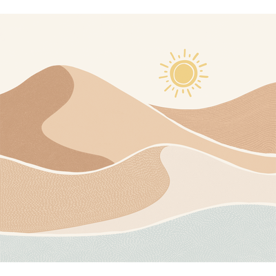 4MURS Papier peint panoramique XL Chemin des dunes Bleu pastel et terracotta rosé Mat