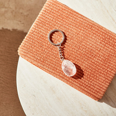 STONES CLUB Lithothérapie Porte clés cristal de roche Blanc