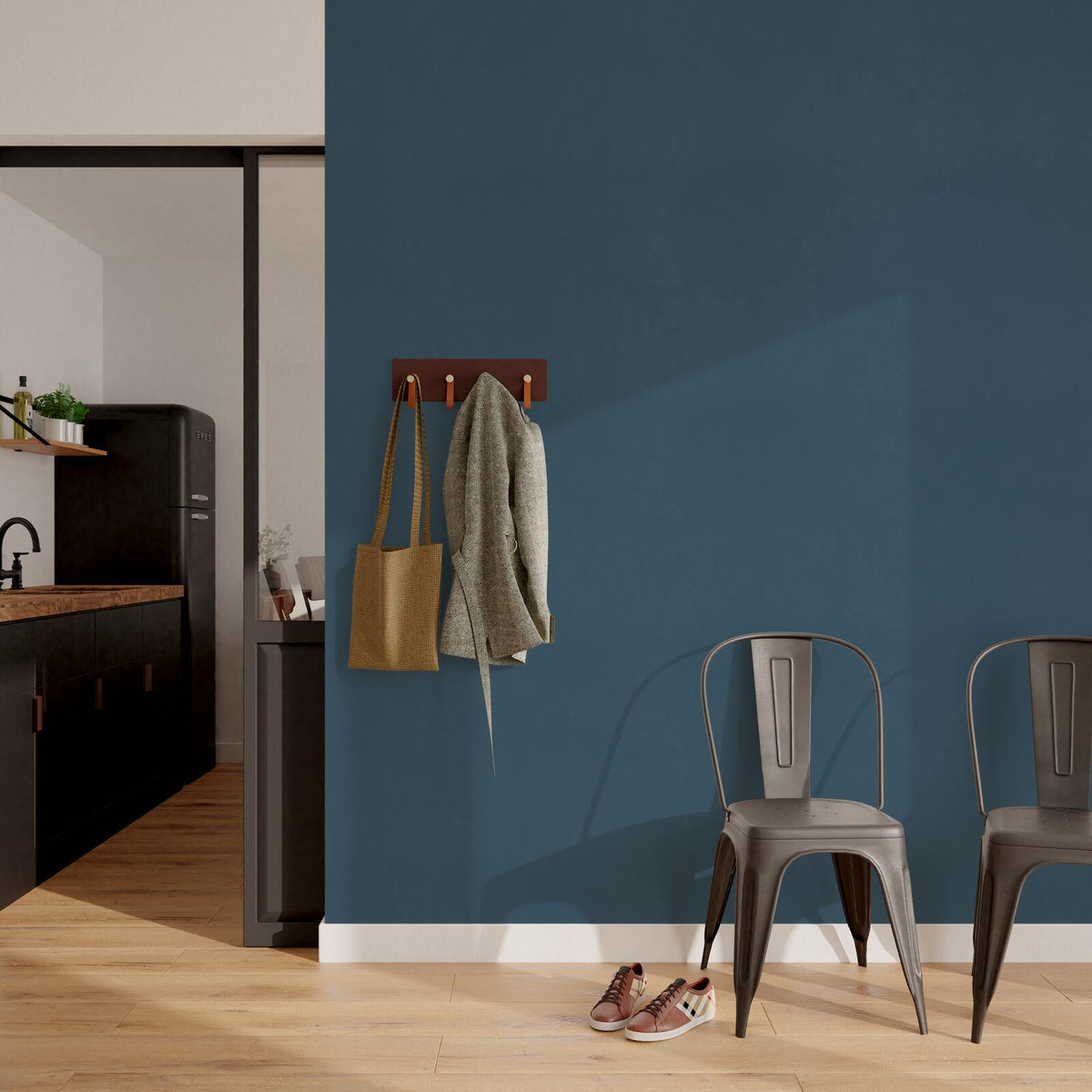 4MURS Papier peint intissé Classic line Bleu acier Lisse