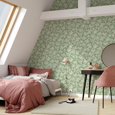 4MURS Papier peint intissé Clematite Vert de gris