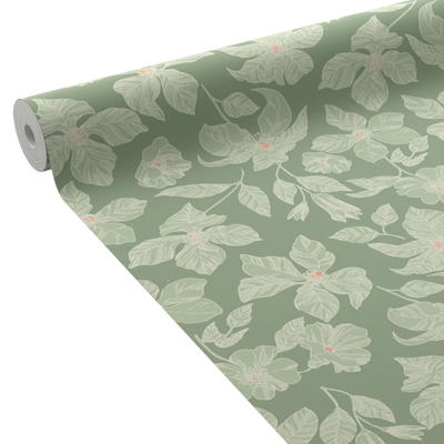 4MURS Papier peint intissé Clematite Vert de gris