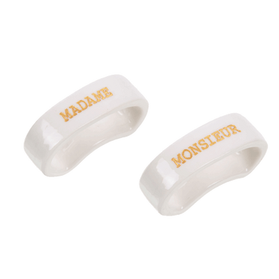 AMADEUS CADES Rond de serviette Monsieur madame Blanc