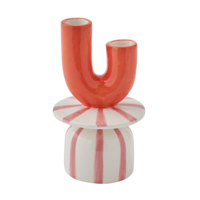Bougeoir Corail Blanc, orange