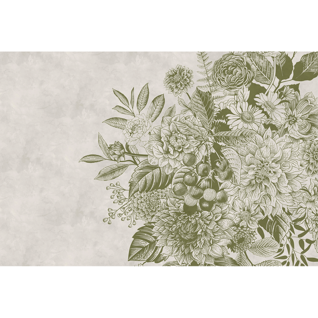 Papier peint panoramique XL RACIMO 400 x 270 cm vert olive