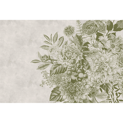 Papier peint panoramique XL Racimo Vert olive Satiné