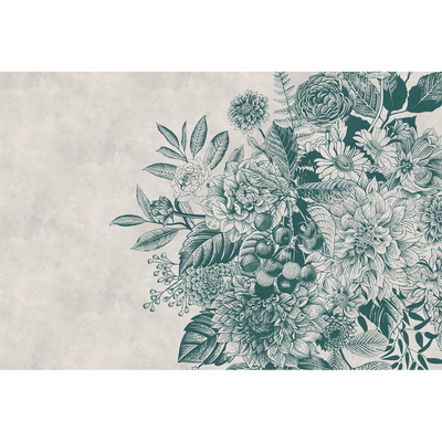 Papier peint panoramique XL Racimo Bleu pétrole Satiné