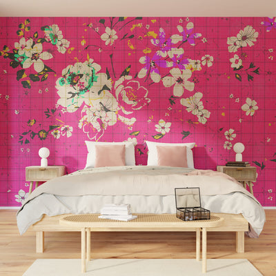 Papier peint panoramique XL Flaid Fuchsia Satiné