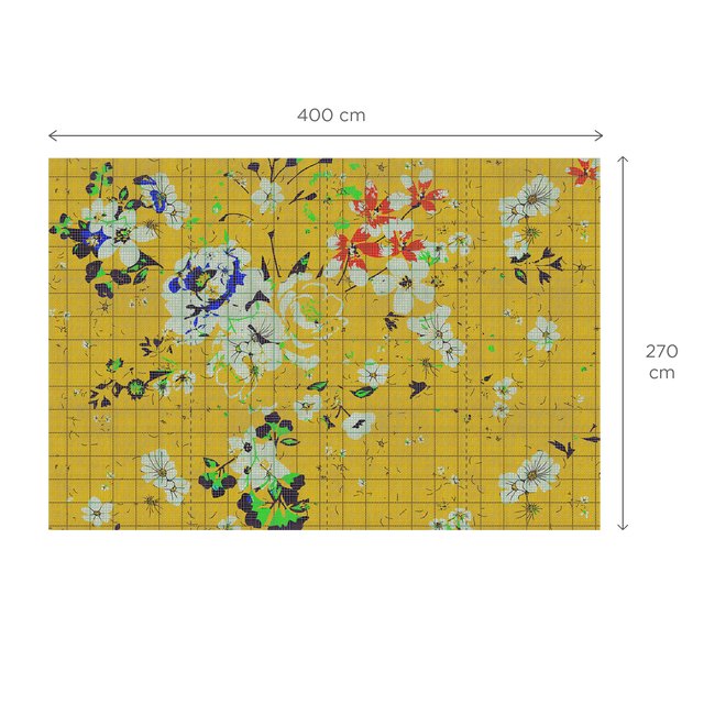 Papier peint panoramique XL FLAID 400 x 270 cm jaune bouton d'or