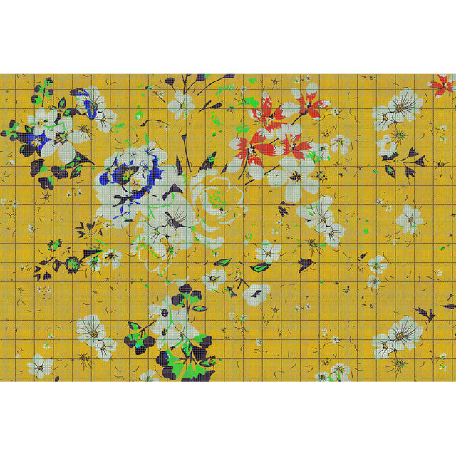 Papier peint panoramique XL FLAID 400 x 270 cm jaune bouton d'or