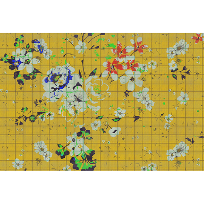 Papier peint panoramique XL Flaid Jaune bouton d'or Satiné