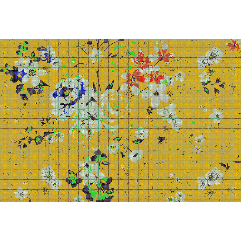 Papier peint panoramique XL Flaid Jaune bouton d'or Satiné