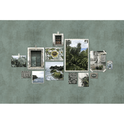 Papier peint panoramique XL Cariota Vert bouteille Satiné