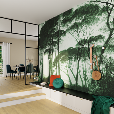 Papier peint panoramique XL Bosquet Vert anglais Satiné