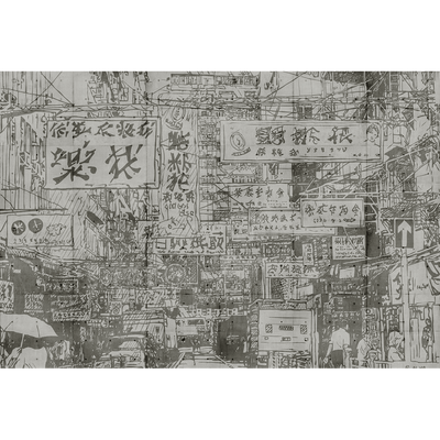 Papier peint panoramique XL Harajuku Gris béton Satiné