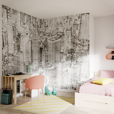 Papier peint panoramique XL Ginza Gris béton Satiné