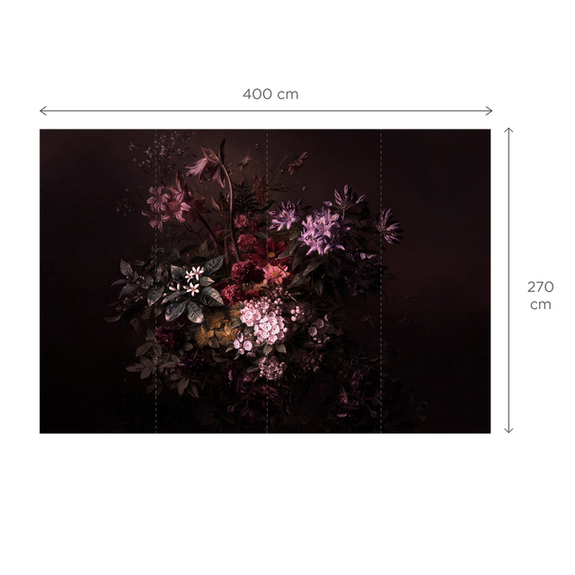 Papier peint panoramique XL FILAMENE 400 x 270 cm mauve et noir