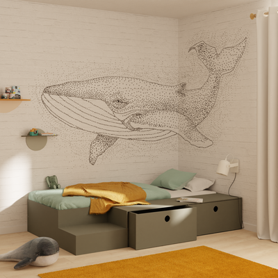 Papier peint panoramique XL Wally Blanc Satiné