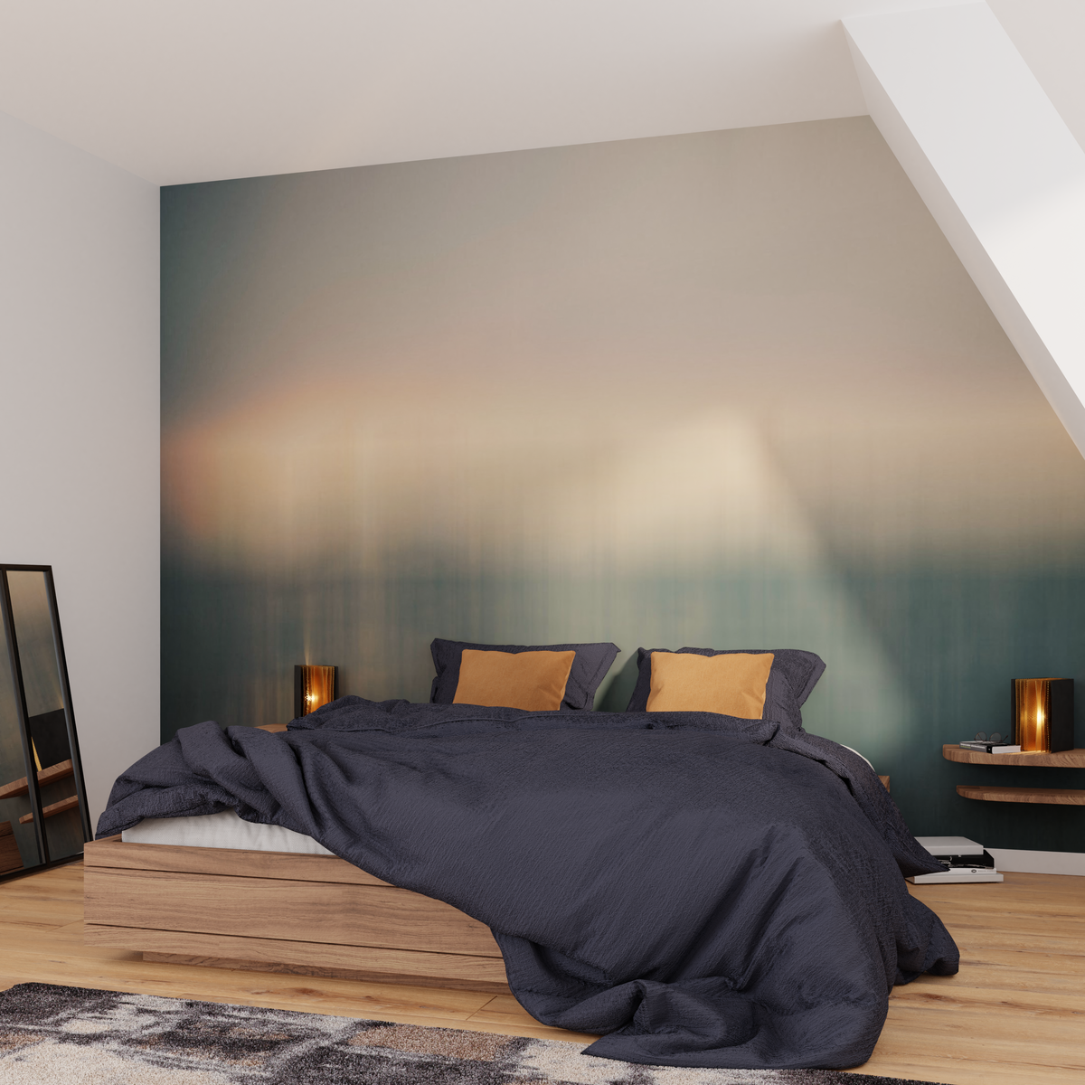 Papier peint panoramique XL Lutime Vert kaki Satiné