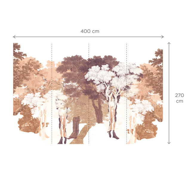 Papier peint panoramique XL MARAVELA 400 x 270 cm brun automnal