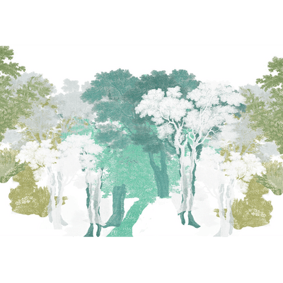 Papier peint panoramique XL Maravela Vert bleuté Satiné