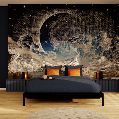 Papier peint panoramique XL Moonlight Bleu nuit Satiné