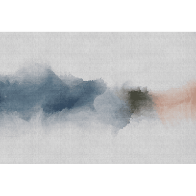 Papier peint panoramique XL Inky Bleu ciel et rouge orangé Satiné