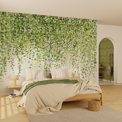 Papier peint panoramique XL Lierra Vert feuille Satiné