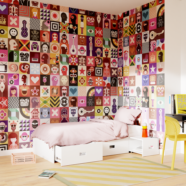 Papier peint panoramique XL PELMEL 400 x 270 cm multicolore