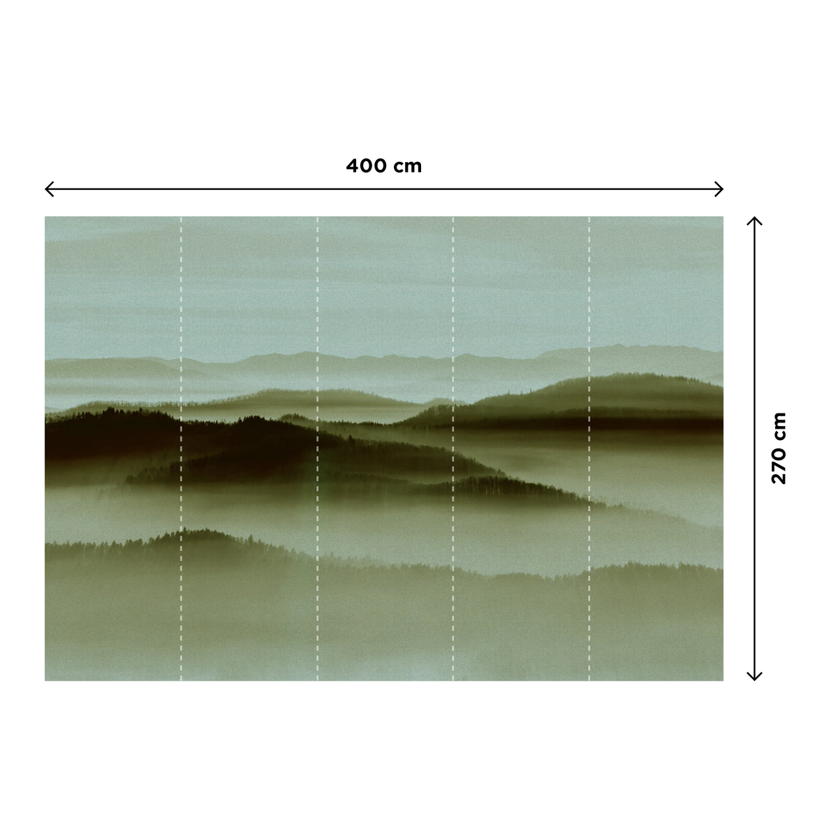 Papier peint panoramique XL Denali Vert olive Satiné