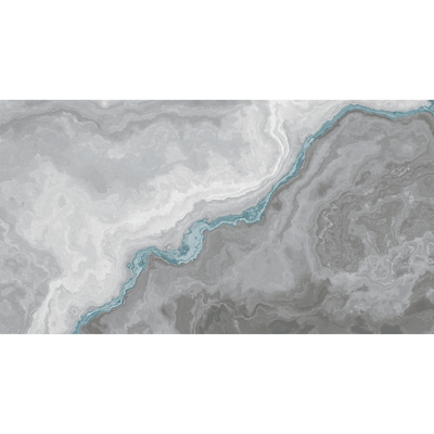 Papier peint panoramique XXL Marmor Gris perle et bleu azuréen Satiné