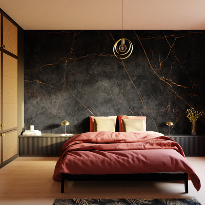 Papier peint panoramique XL Eclat Noir et orange Satiné