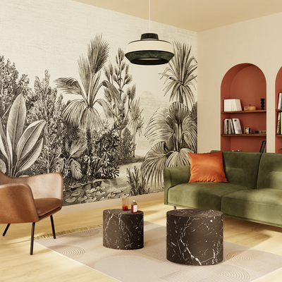 Papier peint panoramique XL Attaya Anthracite Satiné