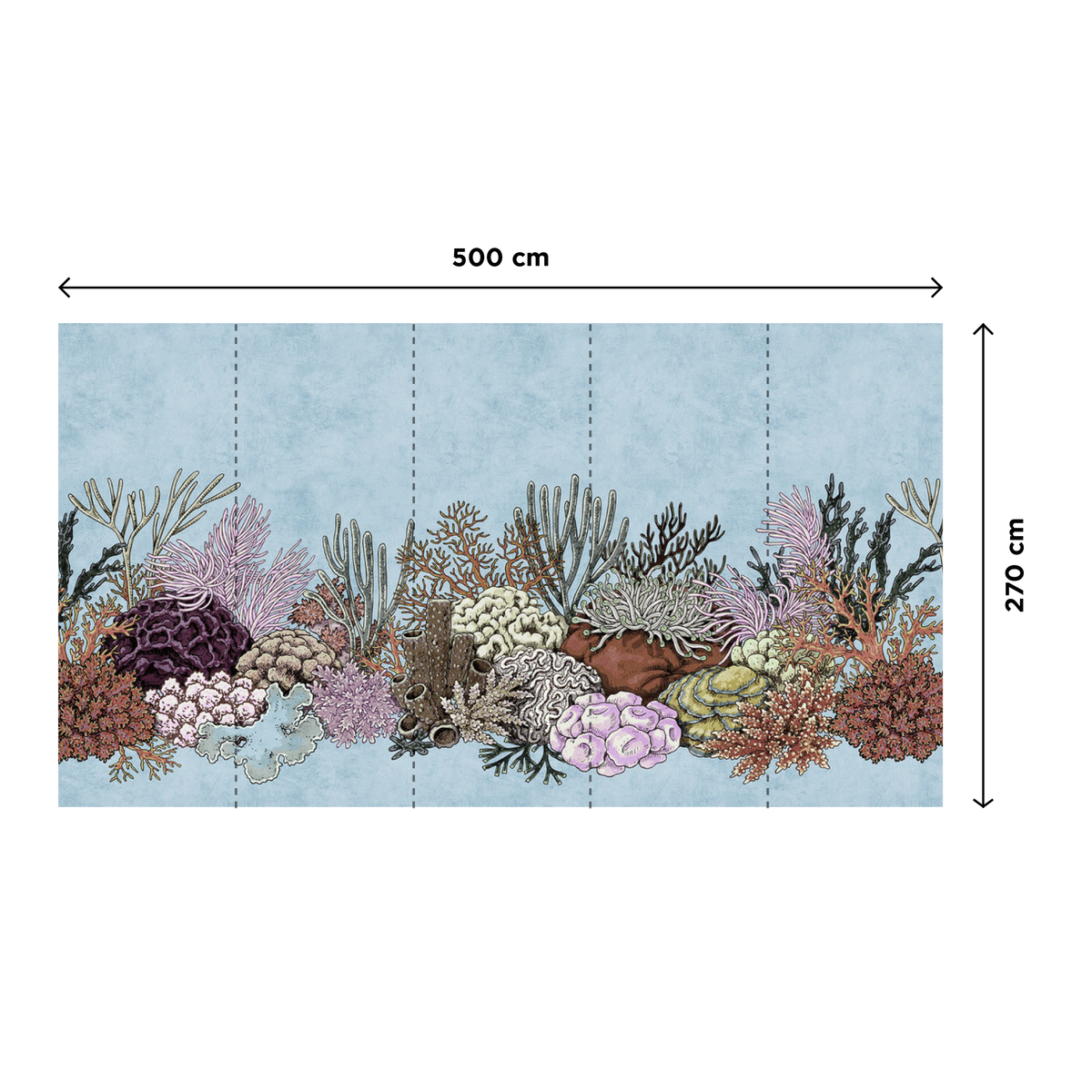 Papier peint panoramique XXL Coralia Bleu pastel Satiné