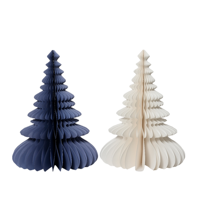 Objet déco Sapin papier plié Bleu et blanc
