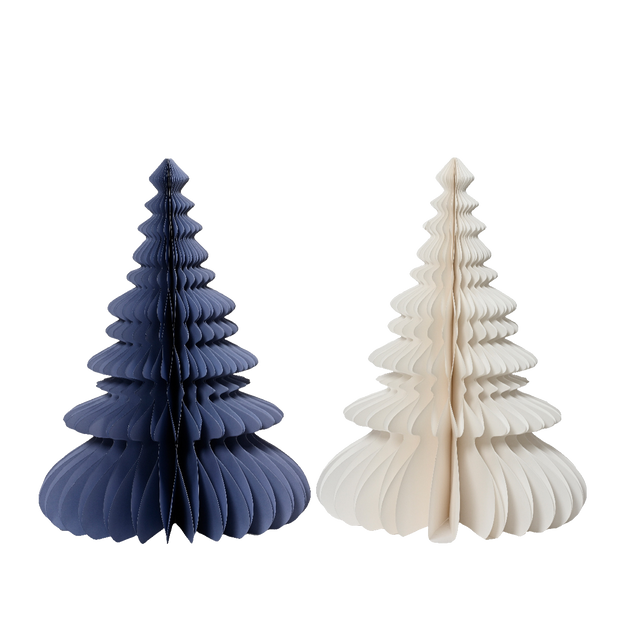 Objet déco SAPIN PAPIER PLIÉ coloris Bleu et blanc