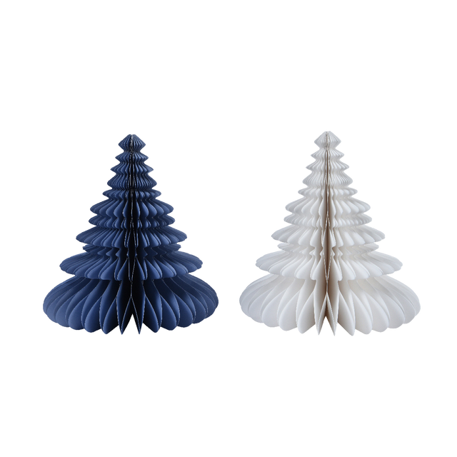 Objet déco SAPIN PAPIER PLIÉ XL coloris Bleu et blanc