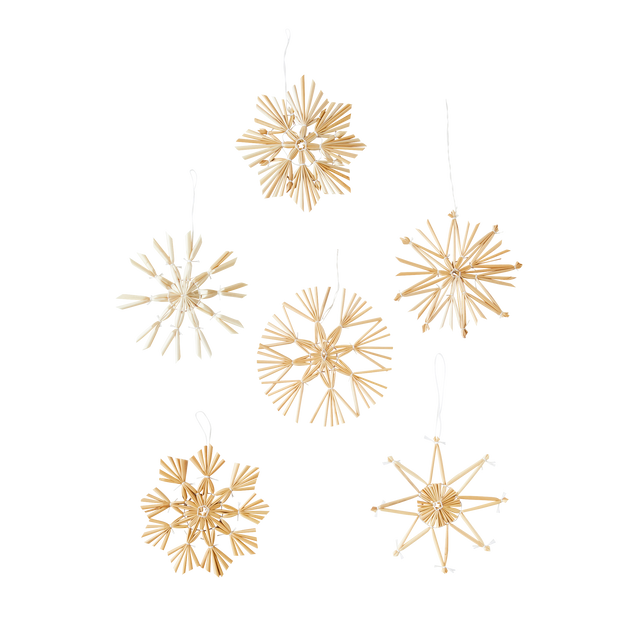 Décoration à suspendre COFFRET 12 FLOCONS coloris paille